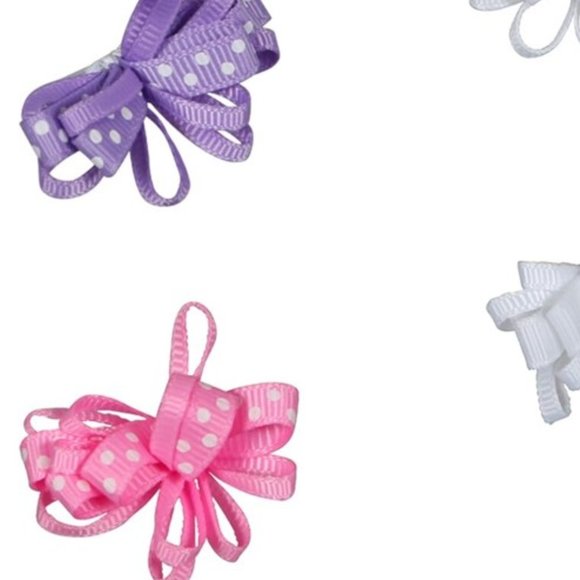 Polka-Dotted Baby Loop Bow Barrettes - Picture 4 of 5